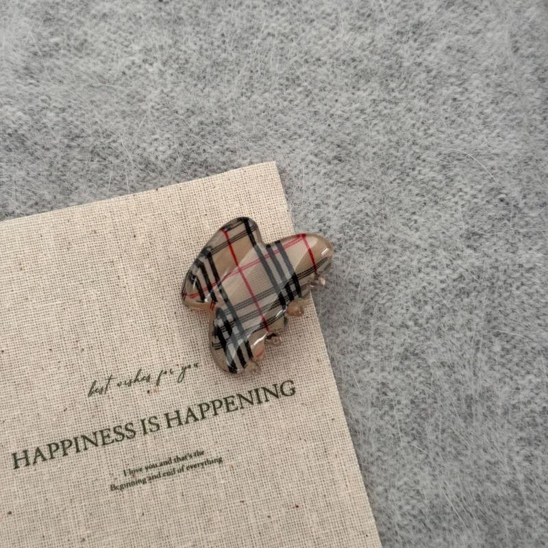 Fall/Winter Retro Checkered Small Size Hairpin with Fringe for Princess Hair Clips Headwear