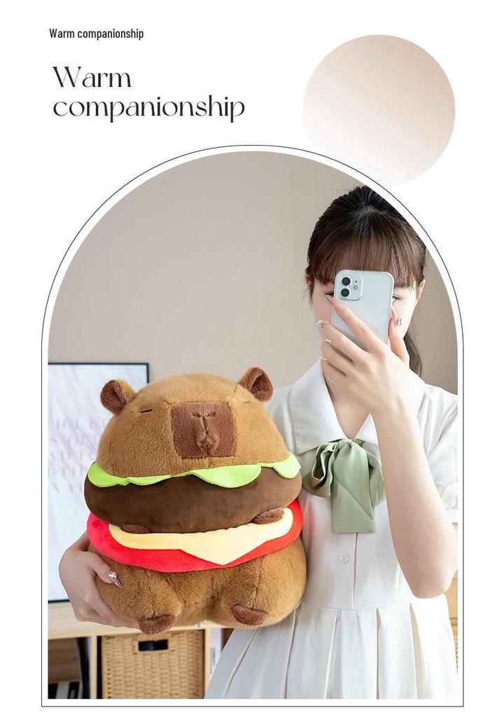 Capybara Hamburger Plush Pillow Doll - Perfect Birthday Gift for Women