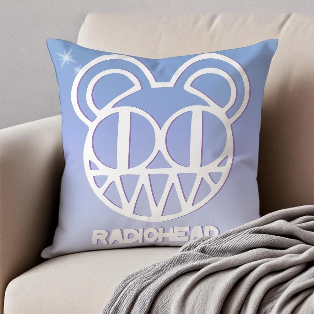 RRadiohead Cushion Cover Pillowcase Antidustmite Invisible Zipper Short Plush Sofa Cushion