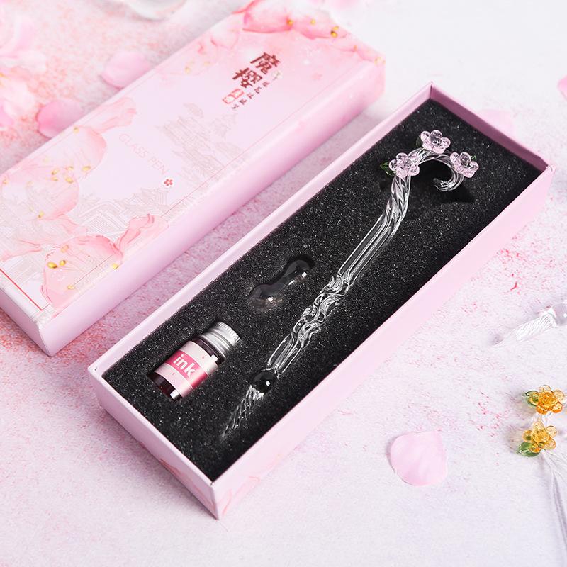 Magic Flower Glass Pen Starry Sky Dip Pen Set Student Gift Creative Crystal Fountain Pen Glass Dip Pen Writing Kit With Ink