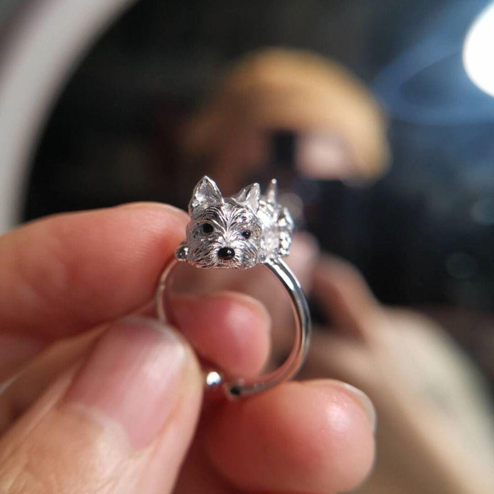 Retro Hond Ringen Verstelbare Dier Vingerring Mode Huisdier Ringen Valentijnsdag