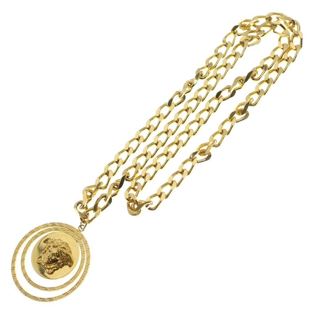 Used VERSACE Medusa GP Chain Long Necklace Gold