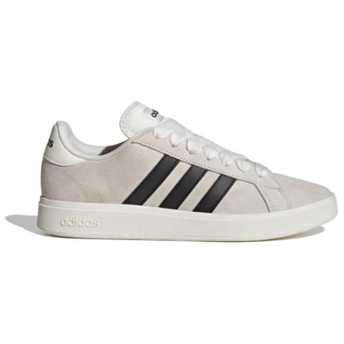 Adidas Tênis de Skate Cano Baixo Grand Court Base Anos 2000 Masculino Branco Preto - JQ2719