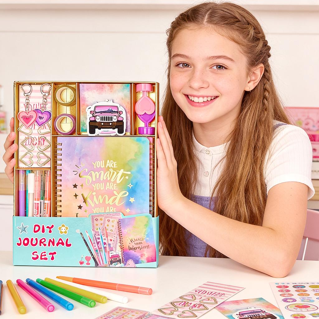 DIY Journal Kit Voor Tiener Meisjes - Alles-in-één Schrijfwaren & Dagboek Set Met Stickers Scrapbook Knutsel Cadeau Voor Pre-tiener 20ml