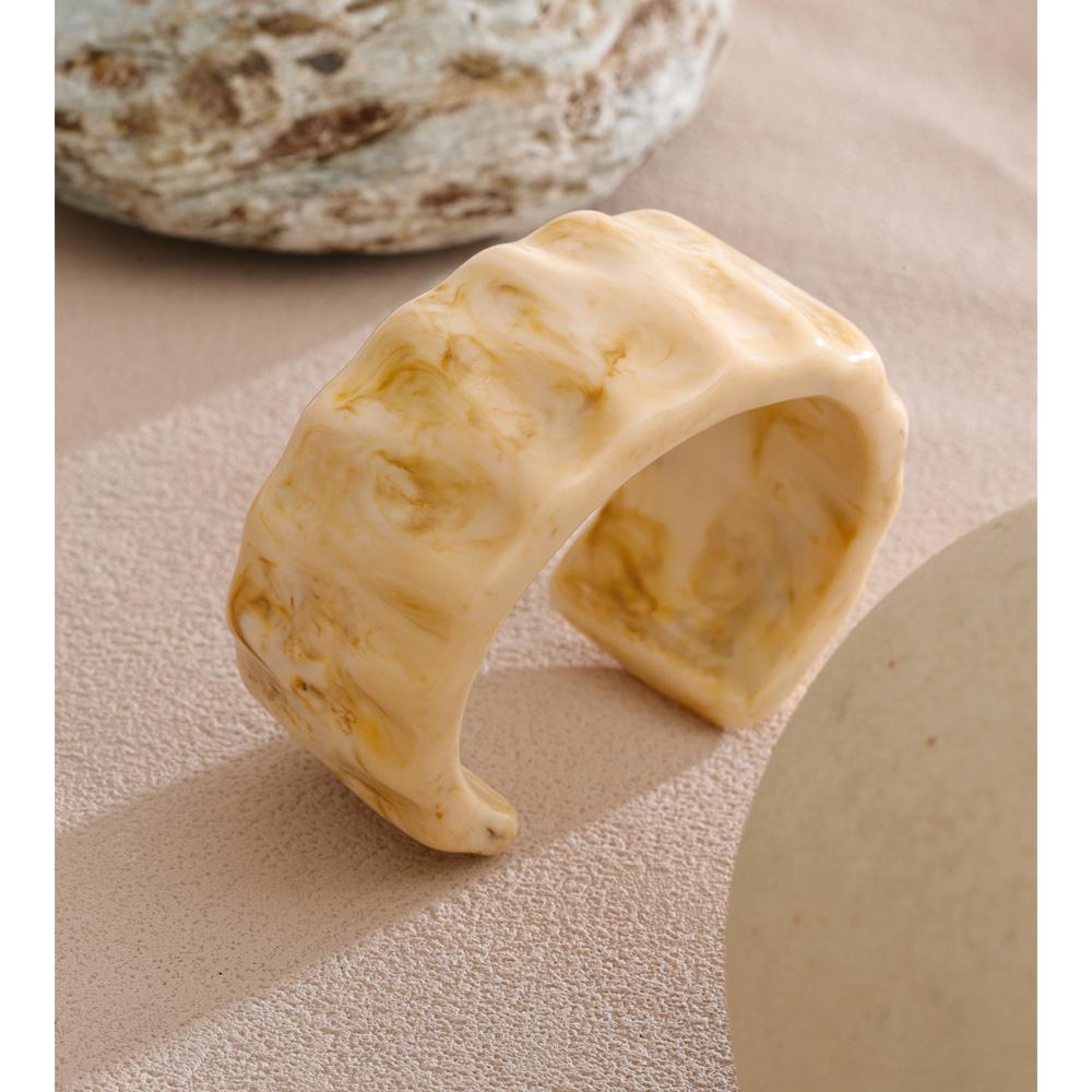 Eetit 55mm Beige Resin Acrylic Wide Cuff Statement Bracelet Bangle for Women Waterproof Trendy Fashion Jewelry Wholesale Gift