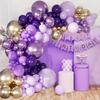 Paarse Ballonslinger Boog Kits Verjaardagsfeest Decoratie Kinderen Bruiloft Verjaardagsfeest Benodigdheden Babyshower Confetti Latex Ballon