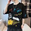 Summer Streetwear Graffiti Printed Short Sleeve T-shirt Men Casual Fashion Loose Pullovers Tee Top