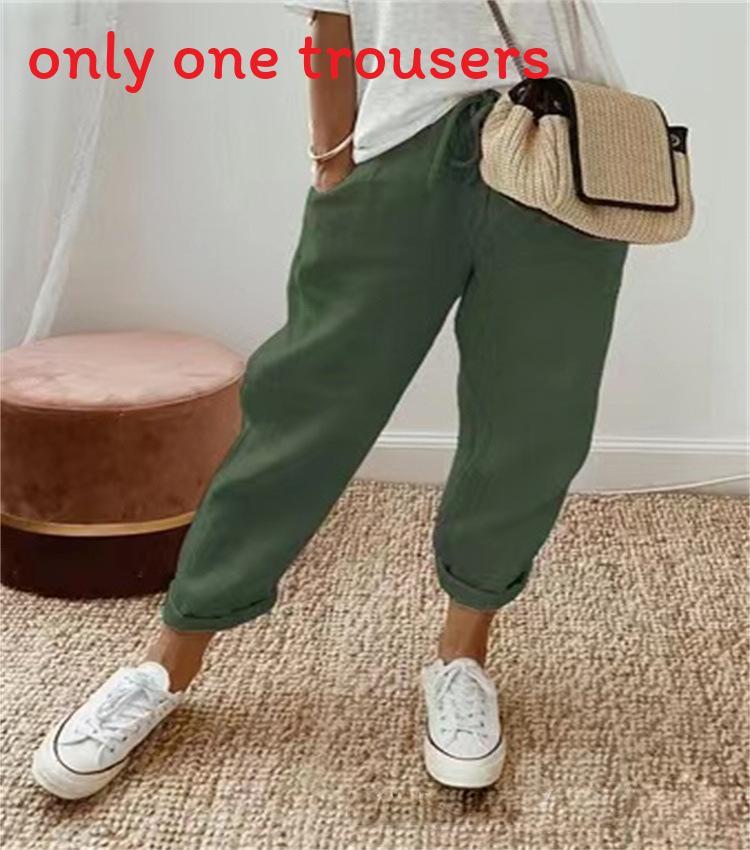 Cotton Casual Pants For Women With Pockets And Elastic Waist For Spring 2023