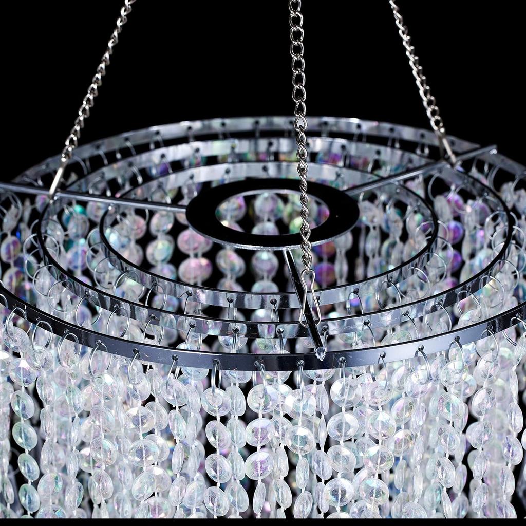 Sparkling Iridescent Beaded Chandeliers 8.6 inches Diameter for Wedding Centerpiece Living Room Bedroom Event Party