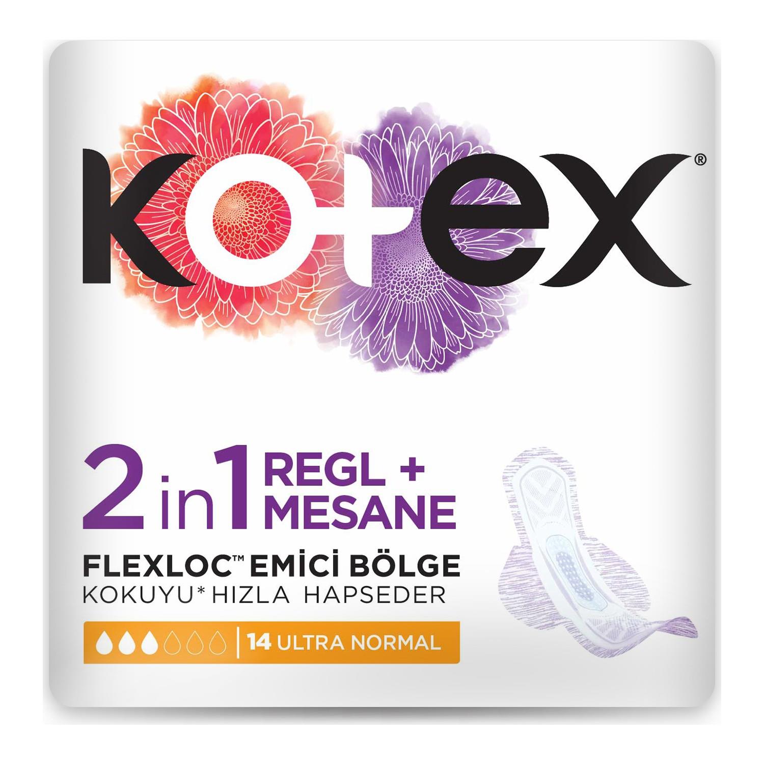 

Kotex 2in1 Menstrual + мочевой пузырь ультранормальные прокладки 14 шт.