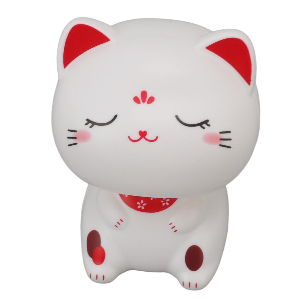 Niedliches Katzen-Ornament Solarlicht Induktion Kunststoff Glücksbringende Nickkatze für Restaurants Armaturenbrett im Auto mit Lächeln