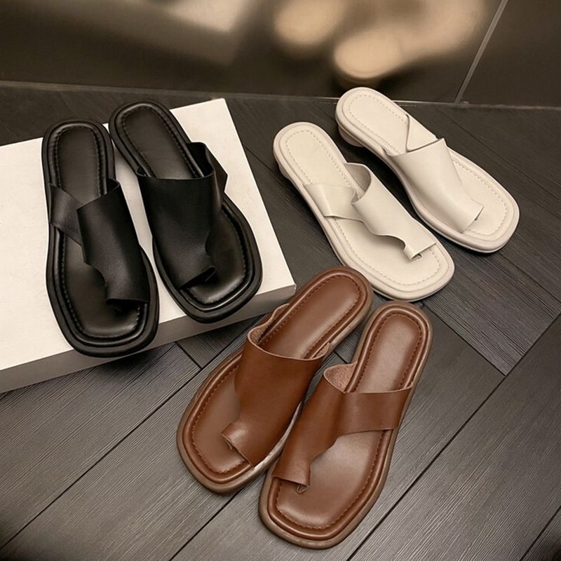 Slack! Korean version of the set of toe cool slippers for women to wear simple casual low-heeled half slippers New in summer 2025