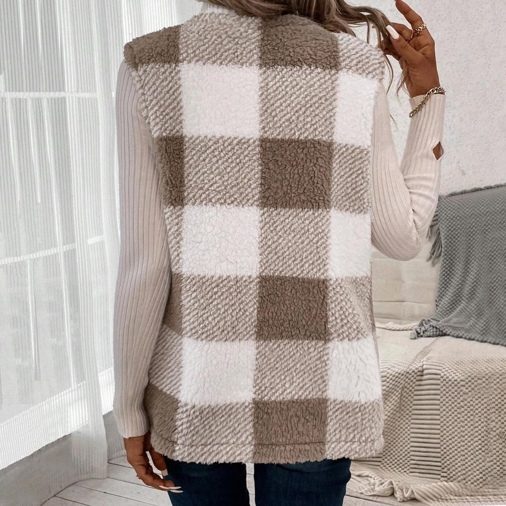 Women's Fashion Outerwear Loose Plaid Cardigan Sweater