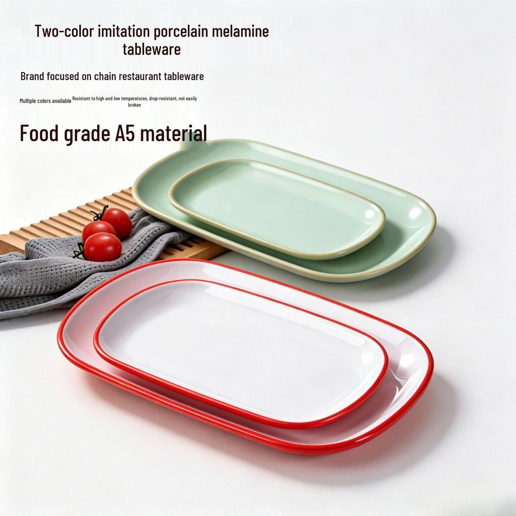 A8 Melamine Rectangular Plate for Rice, Noodles, BBQ, and Hot Pot.
