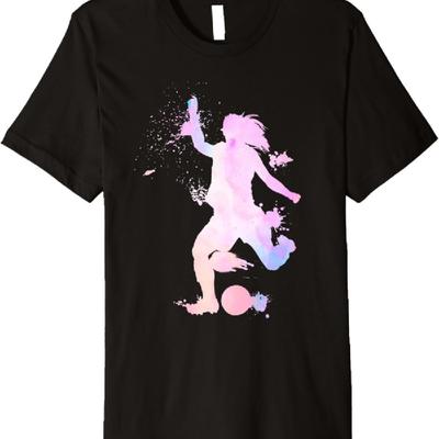Cooles Fußball-Design für Frauen Mädchen Fußballspielerin Sportliebhaberin Premium T-Shirt