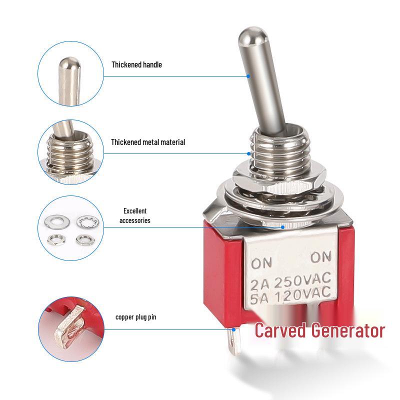 3-Pin 2-Position Rocker Head-Shaking Toggle Switch MTS-102 (M6 Installation)