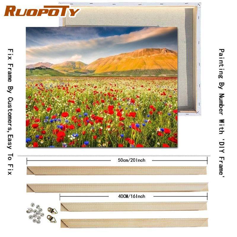 RUOPOTY Digital Painting Flower Sea Hand-Painted Wall Art Painting Unique Gifts On Canvas Sunset Pictures Home Decoration
