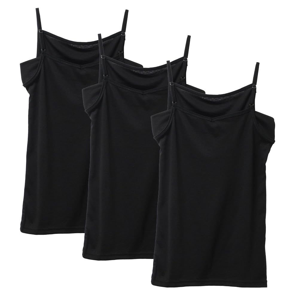 

Shirasagi Knit Camisole with Cotton Women s Dry, Sweat-Absorbing Sweat-Absorbing Pads, Blend, S5020B-RT (3-Pack, JP, Alphabet, 3L, Black)