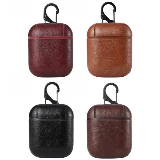 Solid Color Soft Faux Leather Protective Case Cover Shell for AirPods 2