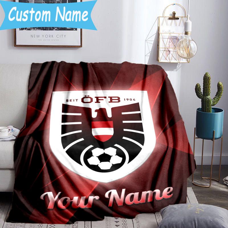 Custom Name ÖFB Football Blanket Flannel Blanket for Camping, Hiking, Garden Parties, Picnic Essentials,gift for family and friend