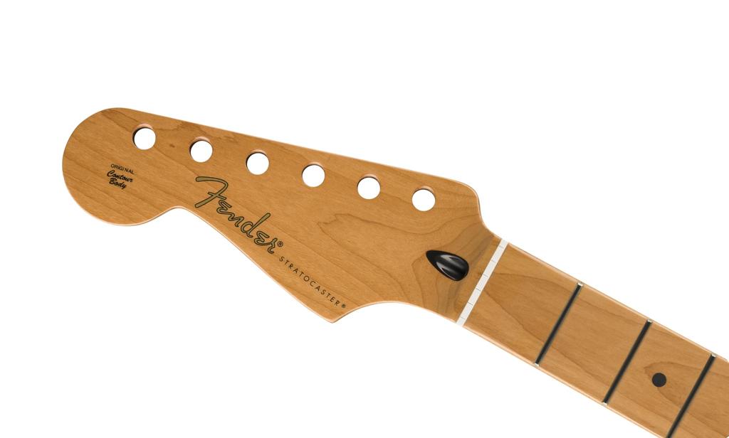 Fender Satin Roasted Maple LH 22 Jumbo Flat Oval Shape Replacement Guitar Neck Made In Mexico Stratocaster® Neck, Frets, 12", Maple,