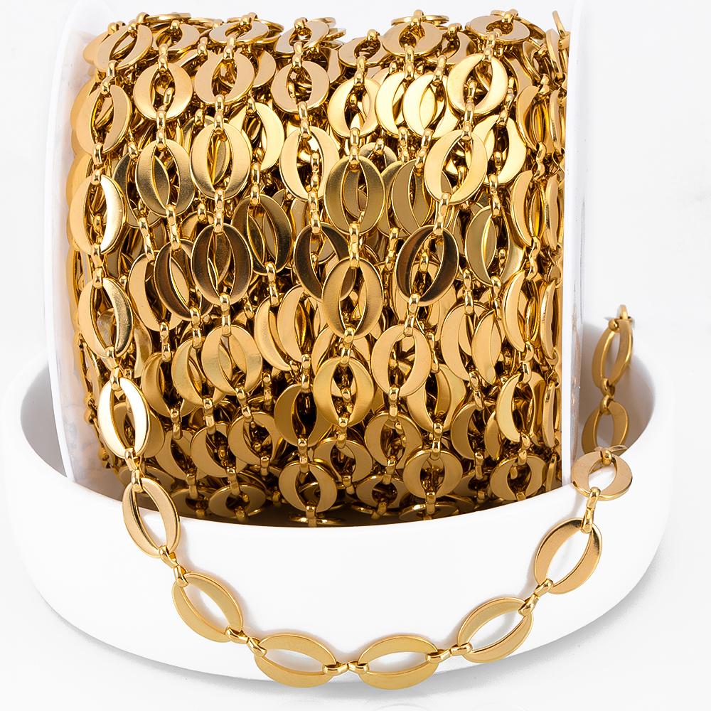 No Fade 1Meter Stainless Steel 7x17mm Carved Square Frame Bracelets Cross Link Chains DIY Necklace Jewelry Making Chain Supplies