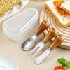 Stainless Steel Cheese Knives Fork Set Wooden Handle Butter Spatula Knife Cheese Spreader Jam Spreader Baking Tools