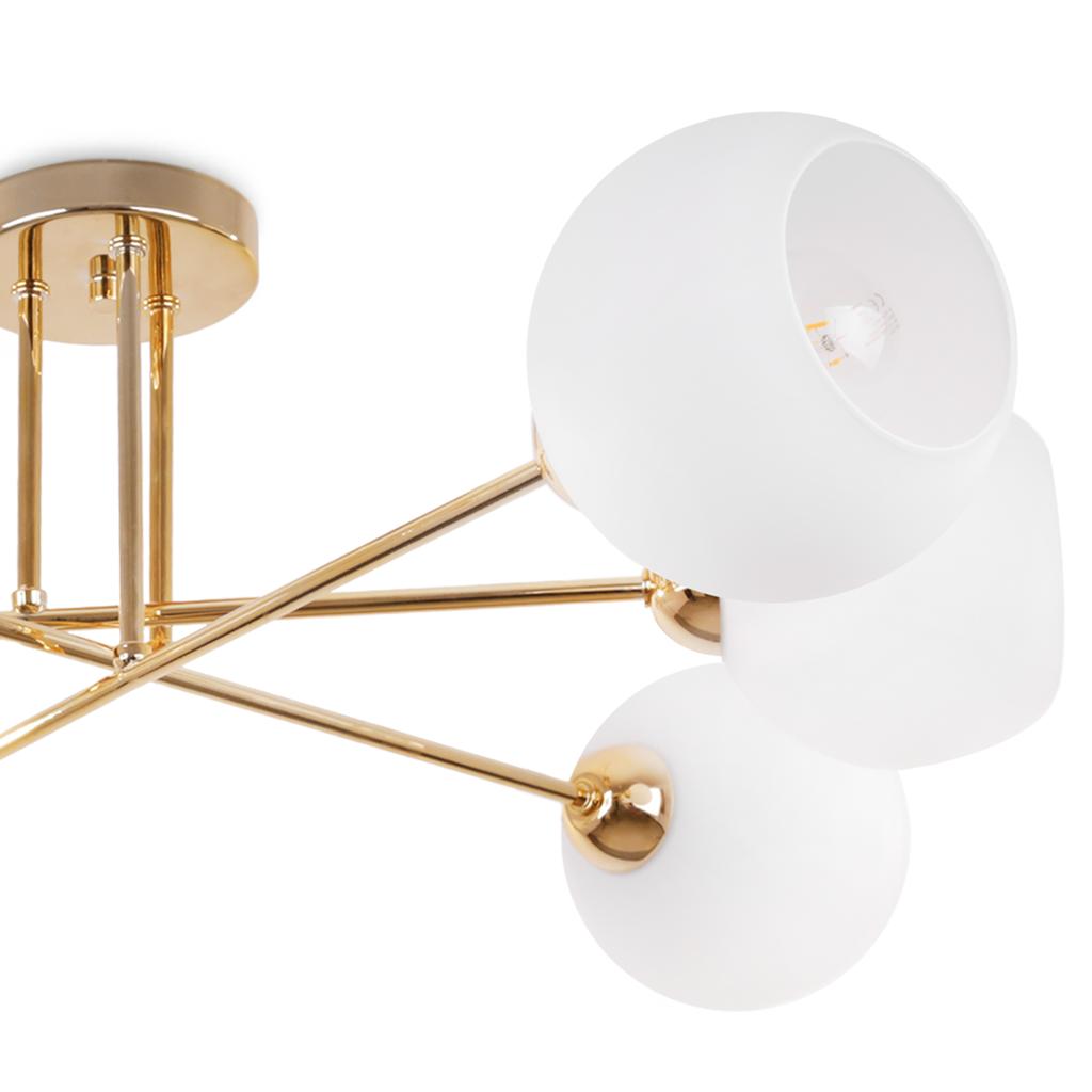 Asturia Gold Ceiling Lamp 6-Flat White Lampshade E27