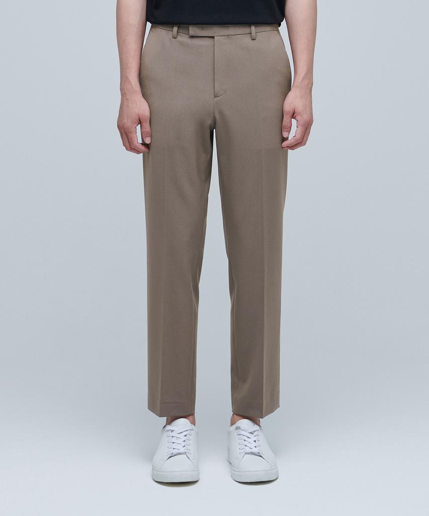 MUSINSA STANDARD Lightweight Relaxed Tapered Hidden Banding Crop Slacks [Dusty Beige]
