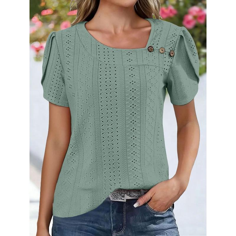 JPNTKY Women's Fashion Casual Short Sleeve Blouses & Shirts