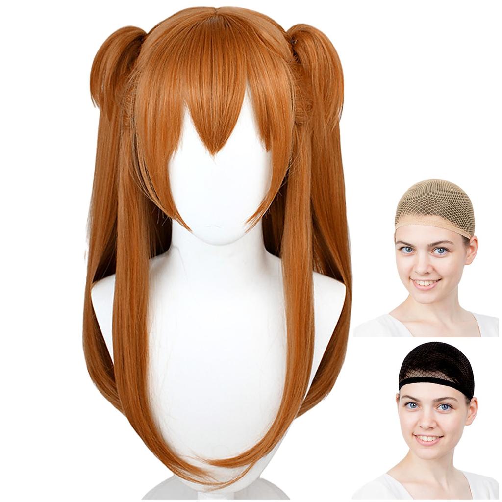 CaseEden Cosplay Wig, Premium Long with Vance, Heat-Resistant, Brown, Includes 2 Wig Nets (WIG6033)