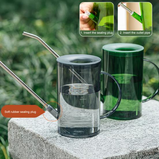 

Long Spout Watering Can 1L Wide Mouth Watering Can Transparent Watering Pot with Shower Head Nozzle сірий