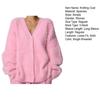 Women Knitting Coat V-Neck Long Sleeve Solid Color Single Breasted Sweater Coat Loose Fit Stretchy Outwear