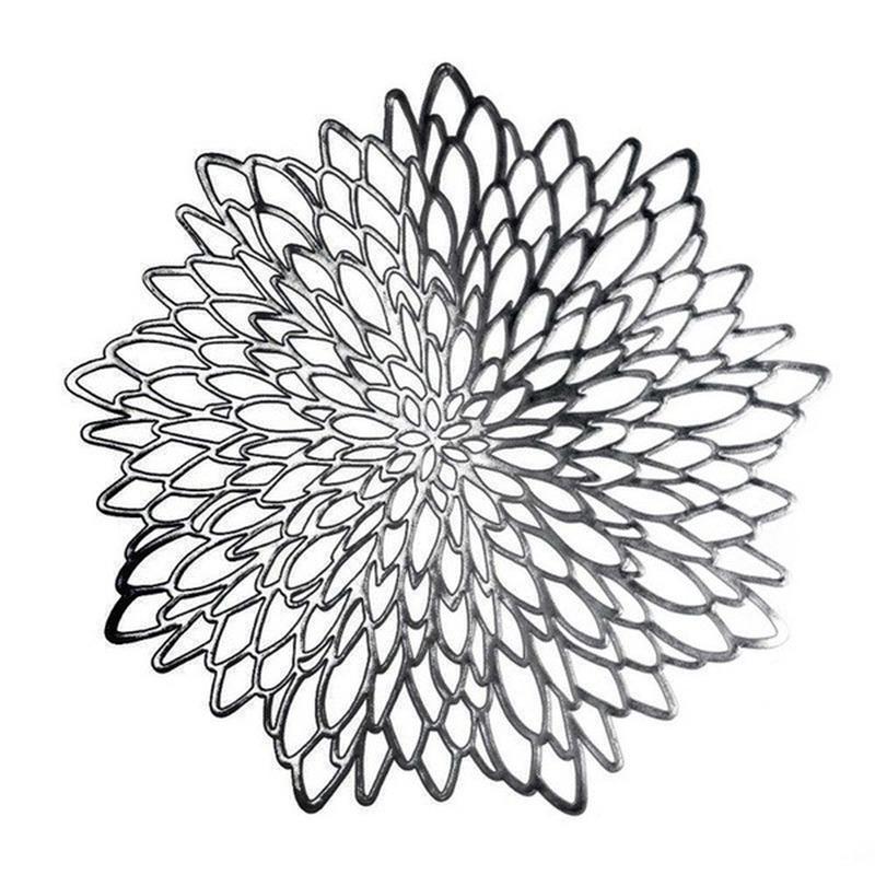 

2 шт., полые изоляционные подставки из ПВХ, коврик для настольной чаши, домашний рождественский декор, термостойкая подставка для столовых приборов в форме цветка для обеденного стола чёрный