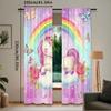 Set Of 2 Unicorn Curtain Rainbow Butterfly Suitable Living Room Bedroom Kitchen Bathroom For Great Made Polyester
