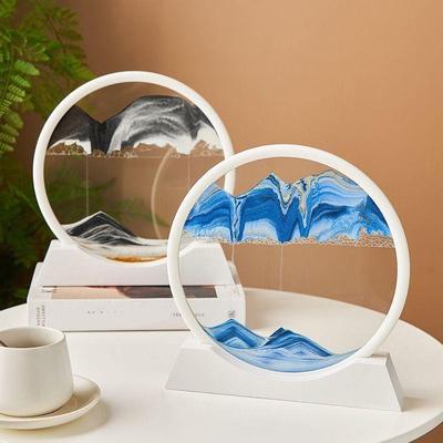 3D Dynamic Sand Art Liquid Motion 7" Moving Quicksand Hourglass Decor Stress Relievers Gift for Office Home Work Bedroom Decor
