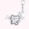 Kawaii Little Cat with Flower Keychains Strawberry Kitten Keyring for Accessories Bag Key Chain Ring Jewelry Fans Friends Gifts