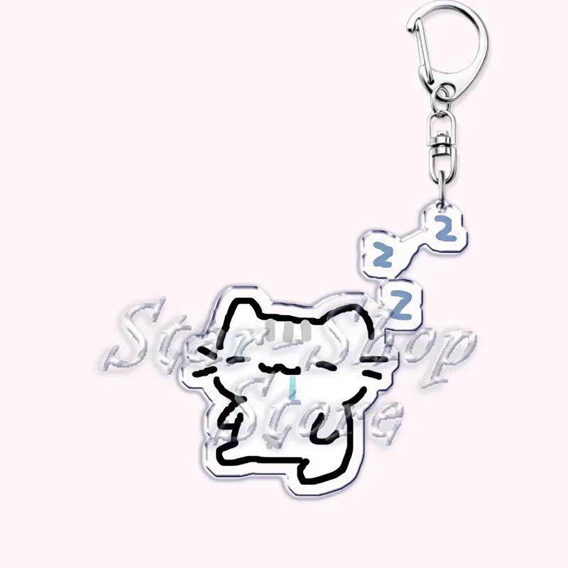 Kawaii Little Cat with Flower Keychains Strawberry Kitten Keyring for Accessories Bag Key Chain Ring Jewelry Fans Friends Gifts