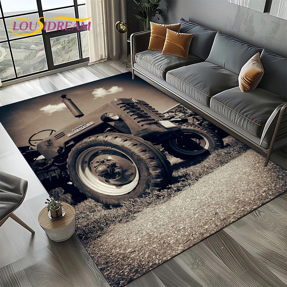 27 Style Truck Retro 3D Tractor Car Carpet Rug for Living Room Bedroom Home Sofa Decoration,Kid Area Rug Non-slip Floor Mat Gift