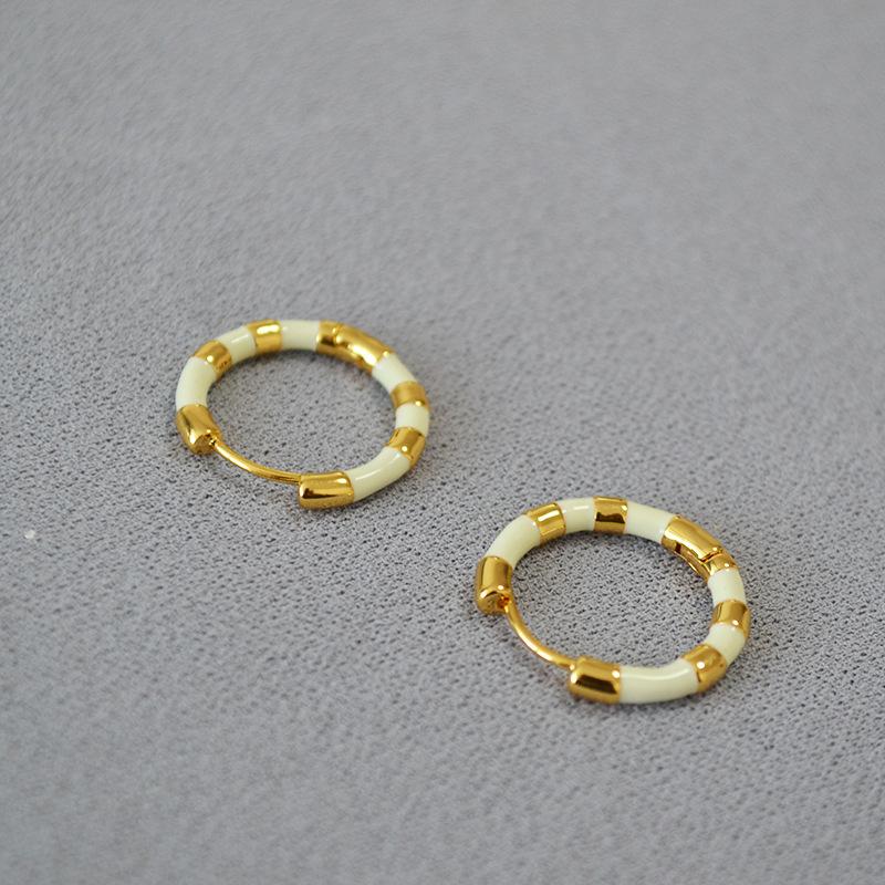 Fresh and Beautiful Color Enamel Brass Gold-plated Temperament Fashionable Commuter Earrings Earrings Earrings Women