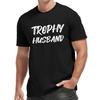 Trophy Husband Print, Men's Round Crew Neck Short Sleeve, Simple Style Tee Fashion Regular Fit T-Shirt, Casual Comfy Breathable Top For Summer