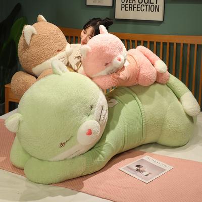 80εκ Παιδικό Παιχνίδι Γεμιστό Ζωάκι Μαξιλάρι Χαριτωμένο Μαξιλάρι Γάτας με Πουλόβερ Μαλακό Βελούδινο Μαξιλάρι Γάτας Δώρο Γενεθλίων