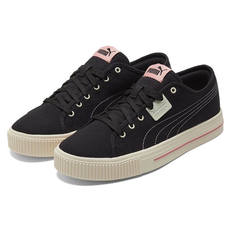 Puma Ever Fs Canvas Low Top Skate Shoes Unisex Sneakers Black Pink 383865-02