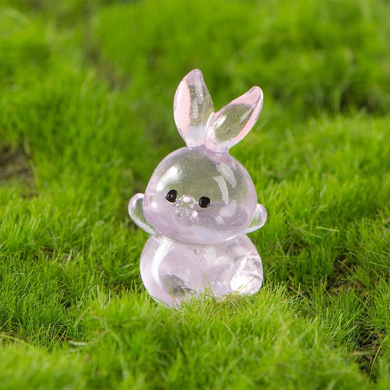 Luminous Little Rabbit Mini Figurine Micro Landscape Decoration Cute Cartoon Miniatures Home Decoration Accessories Gifts