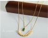 18K Gold Double Layer French Pendant Necklace - Titanium Steel Clavicle Chain