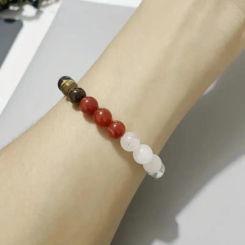 1Pc Exquisite Agate Crystal Fashion Style Natural Stone Colourful Beaded Bracelet Men Women Party Daily Gift