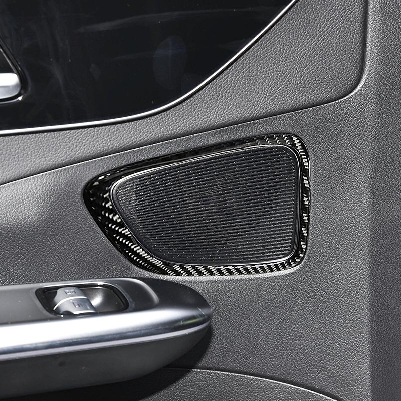 Car Accessories Inner Door Stereo Audio Speaker Panel Frame Stickers Carbon Fiber Trim For Mercedes Benz C Class W206