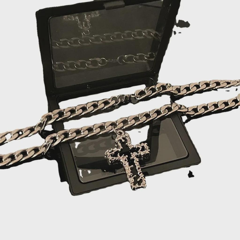 Dark Melting Style Cross Hip-Hop Cuban Necklace - Unisex Clavicle Sweater Chain
