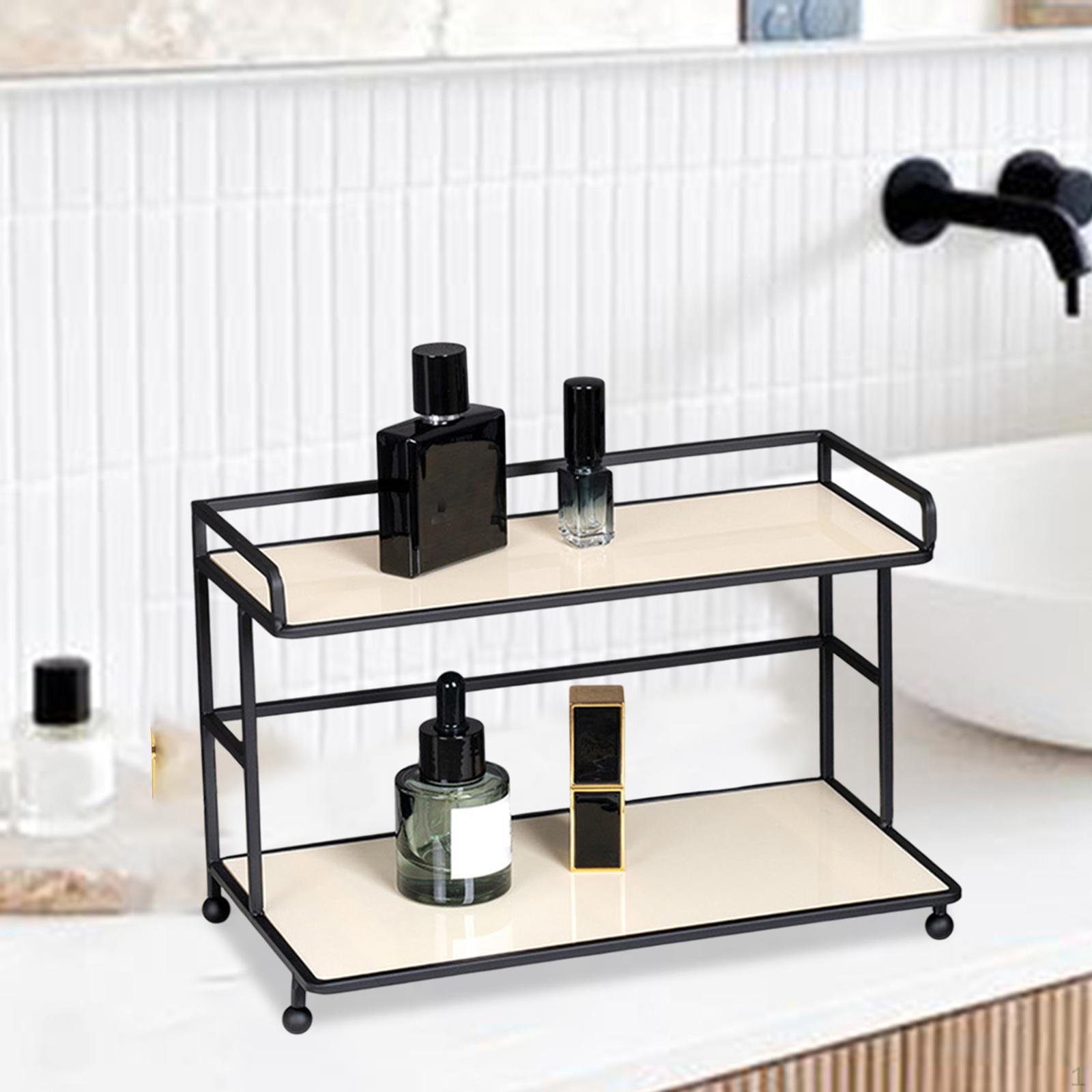 

Органайзер для ванной комнаты, стеллаж для хранения вещей, 2 яруса, декор для ванной комнаты, полка для туалетного столика, косметический дисплей белый