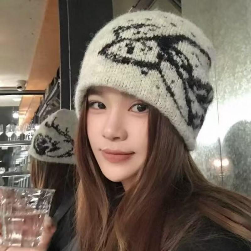 Korean Cartoon Cat Knit Beanie Men Women Winter Warm Ear Flap Hat